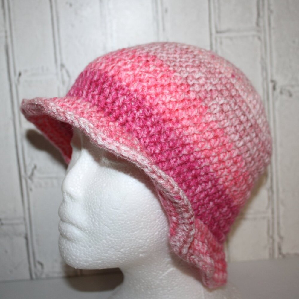 💗 Pink Striped Crocheted Sunhat – Handmade · One Size